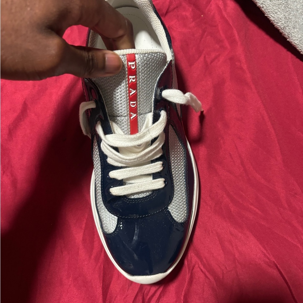 Prada Men's Blue and White Sneakers